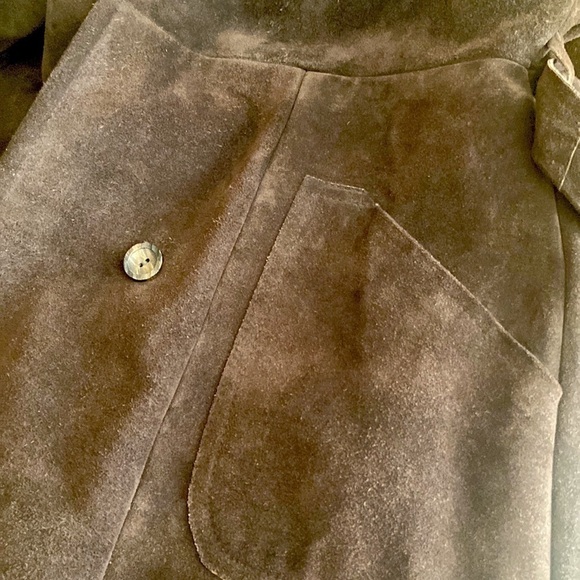 Vintage Faux Fur Trimmed Suede Coat by AF Originals NY Medium - Picture 10 of 14